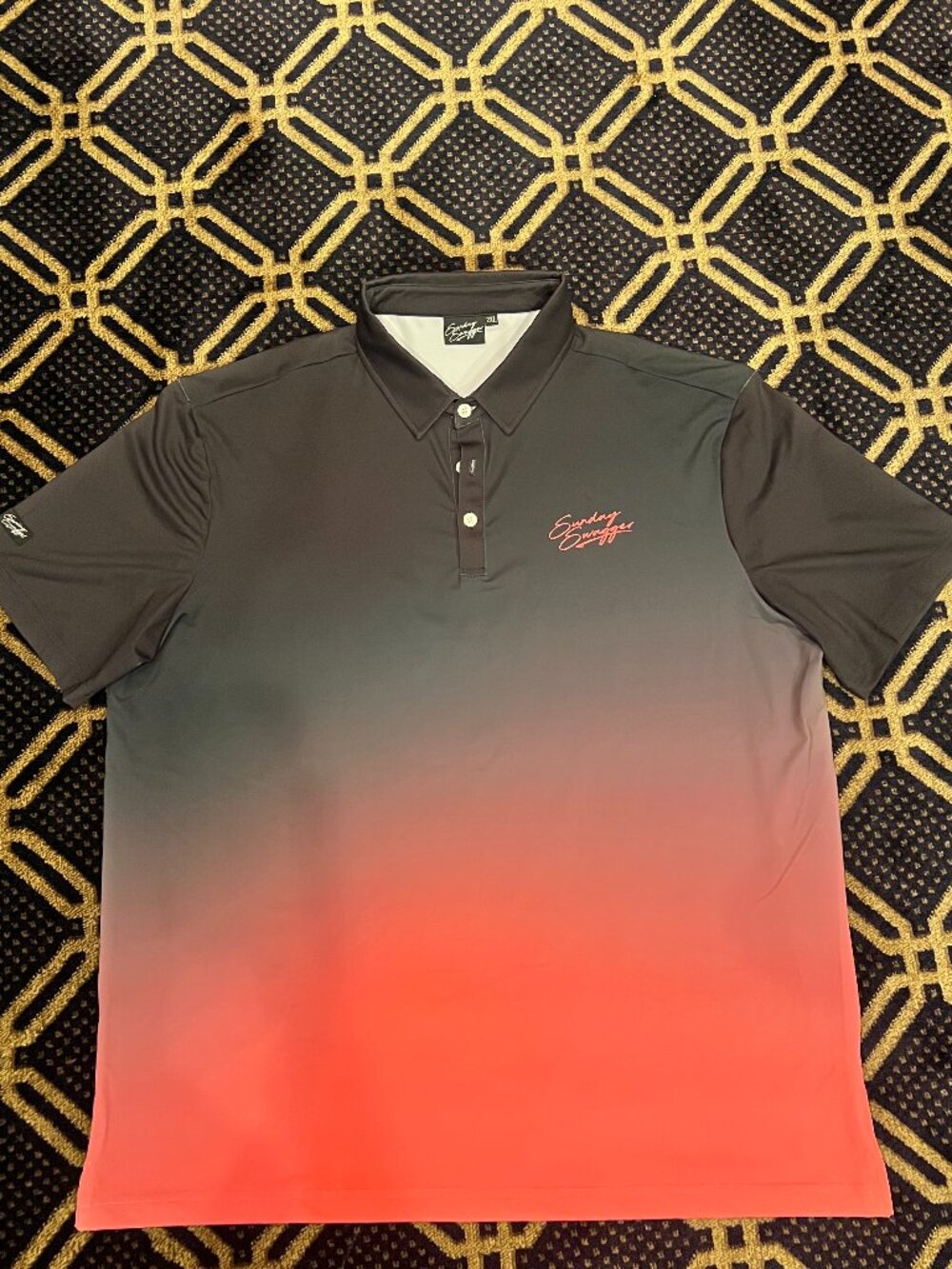 Sunday Swagger Men’s 2XL Golf Polo Black Coral Ombre Gradient Performance XXL